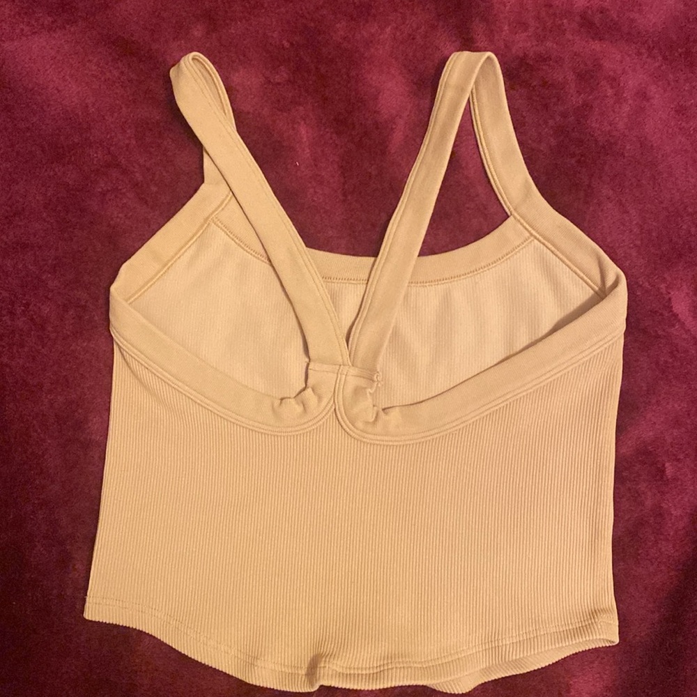Ribbed Mustard Yellow Crop Tank Top - Women's - Picture 3 of 4